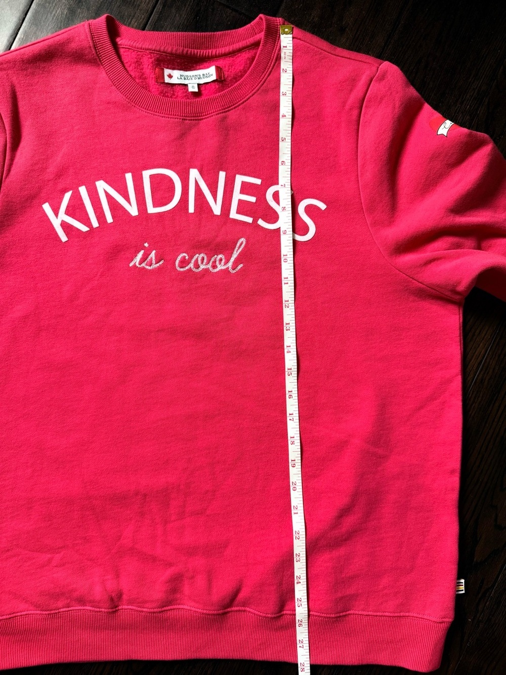 Hudson’s Bay Bright Pink "Kindness is Cool" Crewneck Sweatshirt - Picture 7 of 8